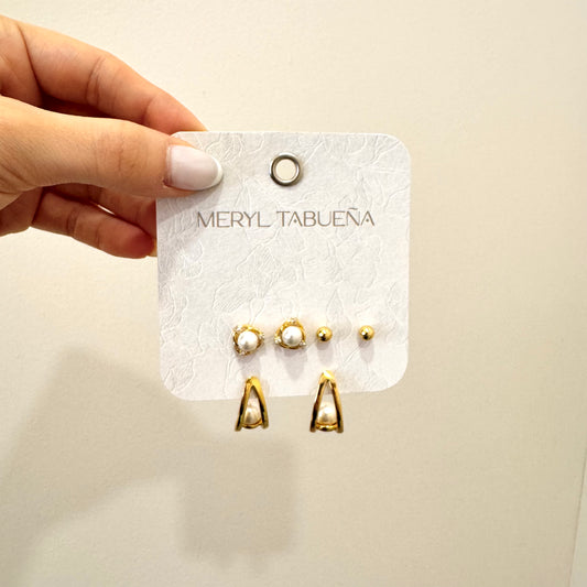 SET DE 3 PARES PERLAS