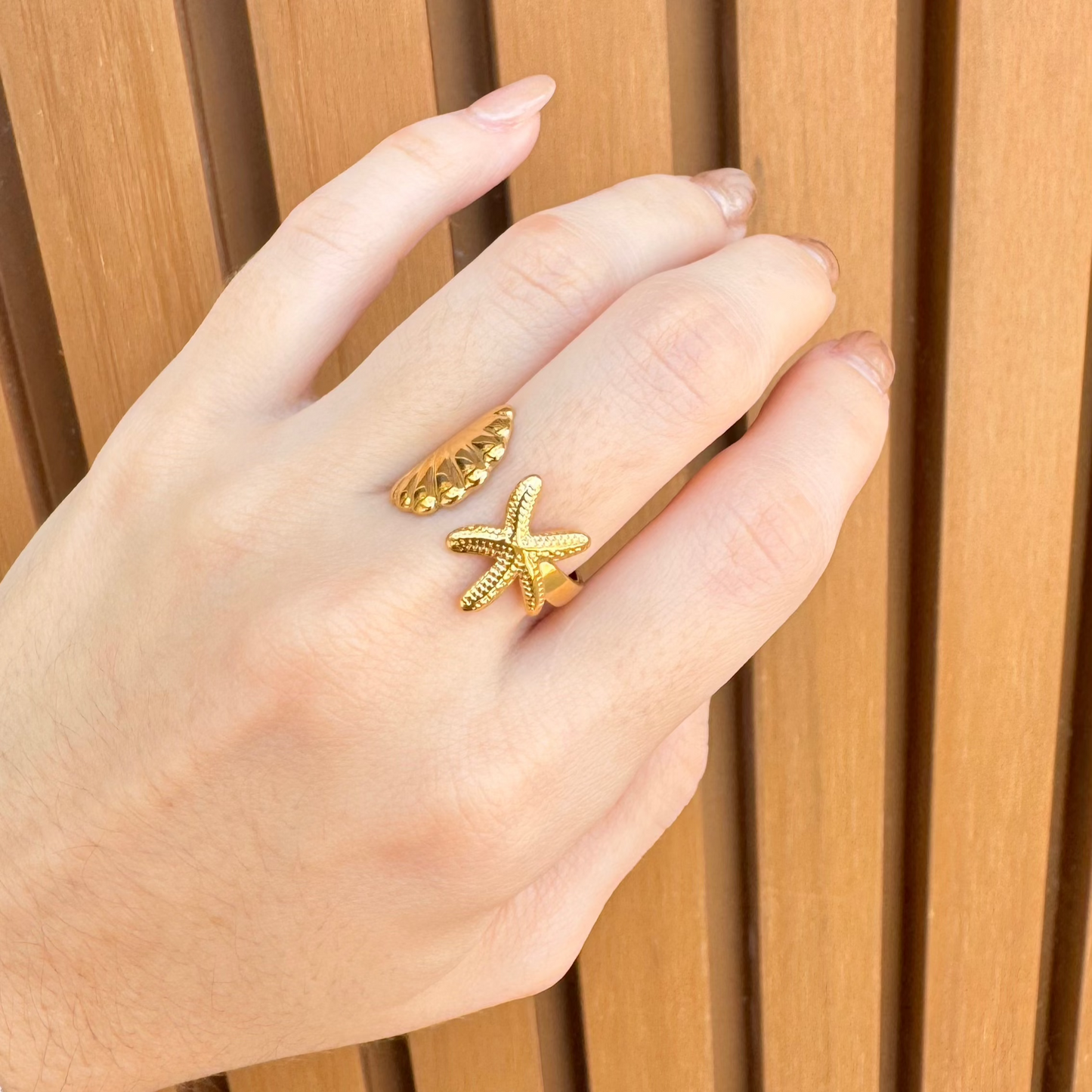 ANILLO CONCHA Y ESTRELLA (AJUSTABLE)