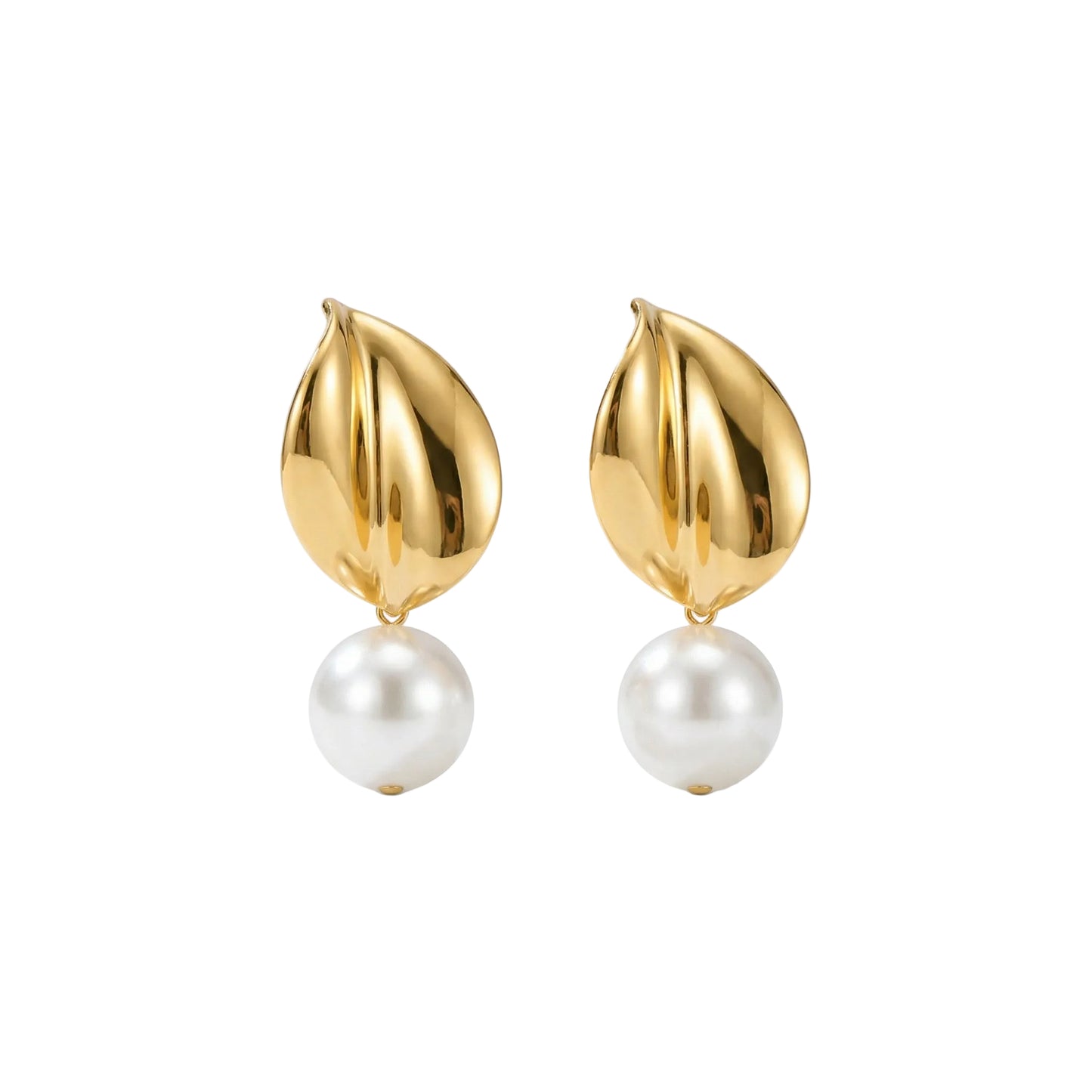 ARETE HOJA CON PERLA ACRILICA