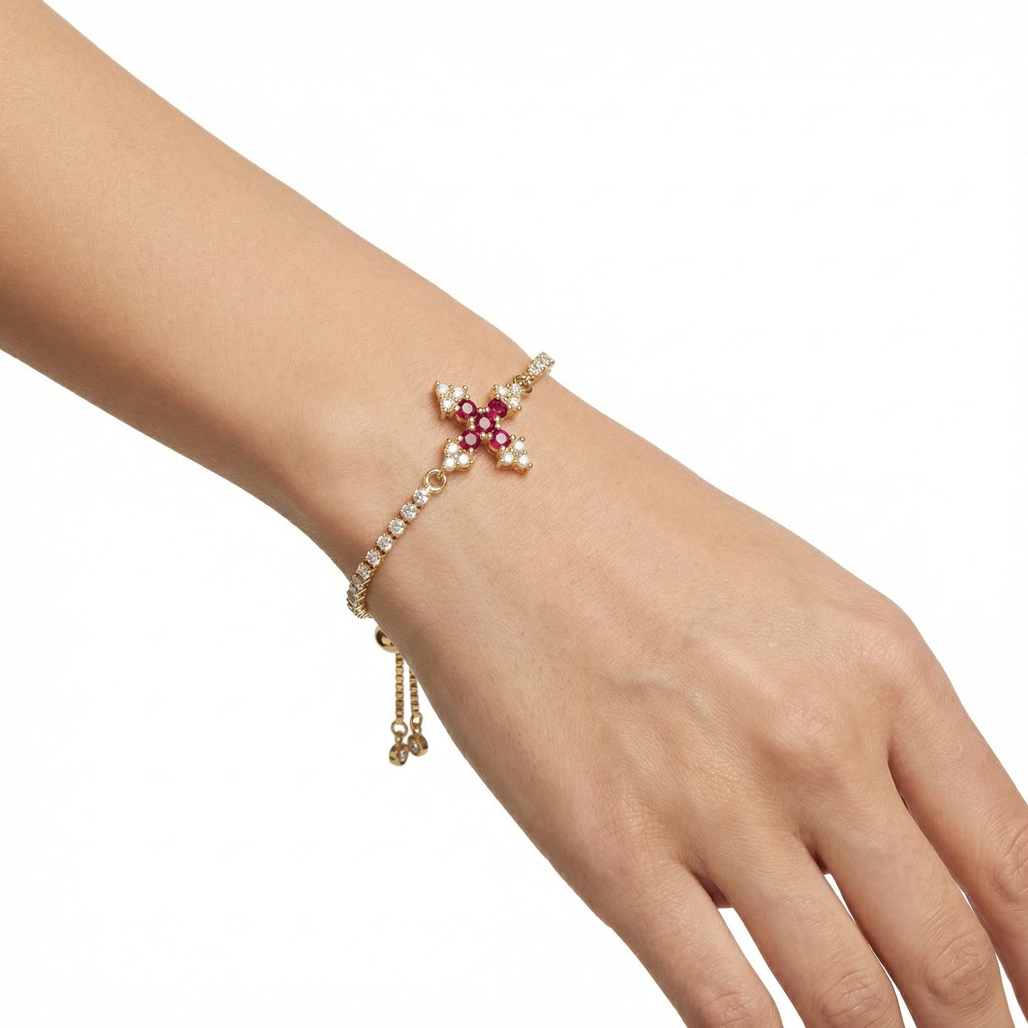 PULSERA CRUZ ROSADA