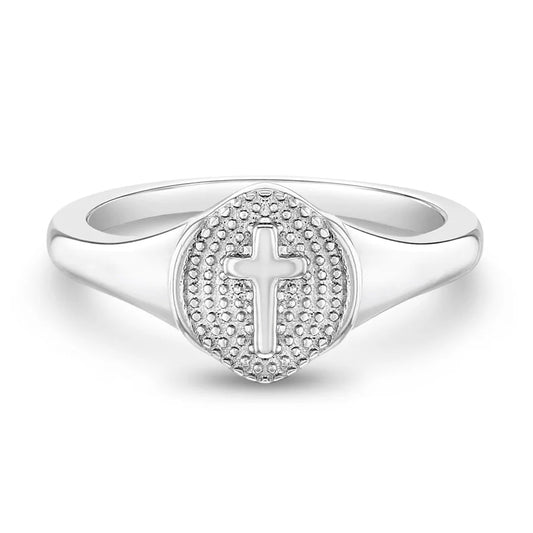 CROSS RING PLATA 925 (TALLA 5)