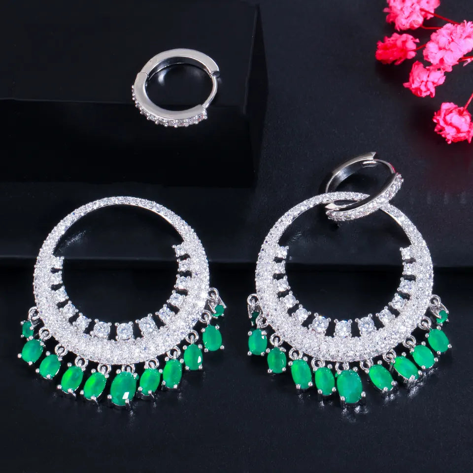 ROUND GREEN EARRINGS