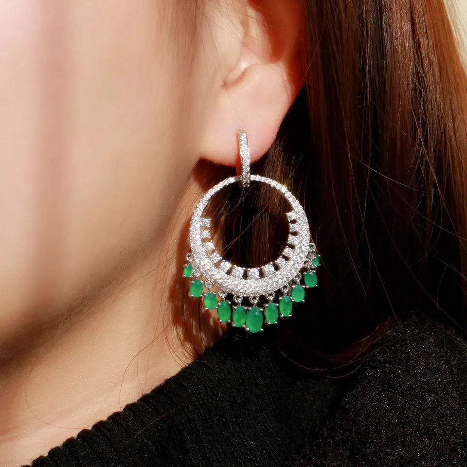 ROUND GREEN EARRINGS