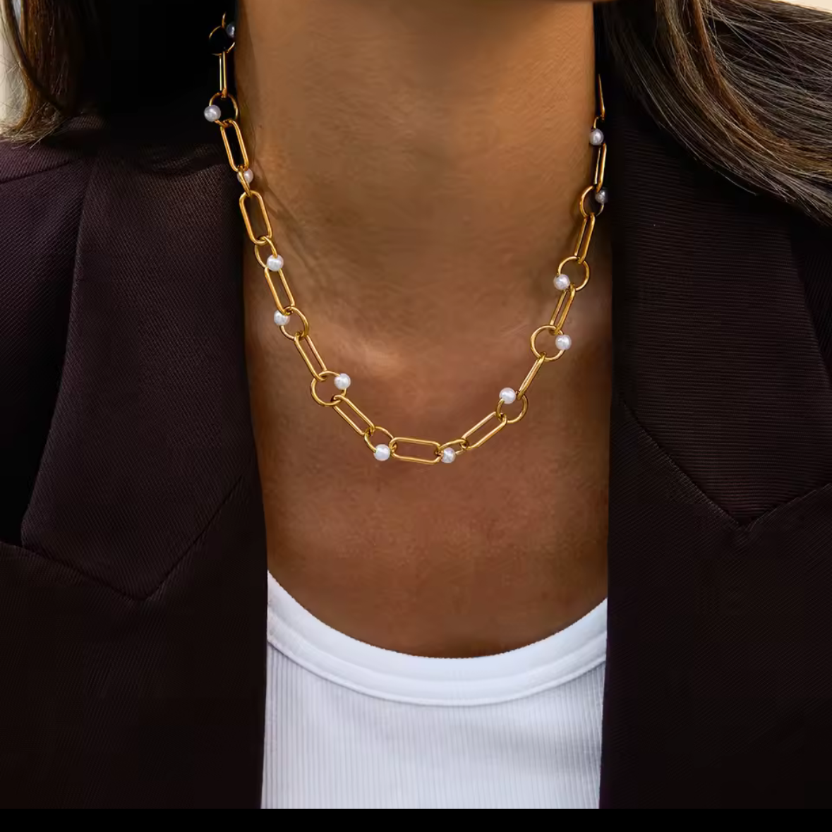 COLLAR PERLAS Y ESLABONES