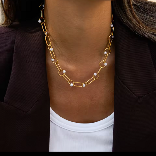 COLLAR PERLAS Y ESLABONES