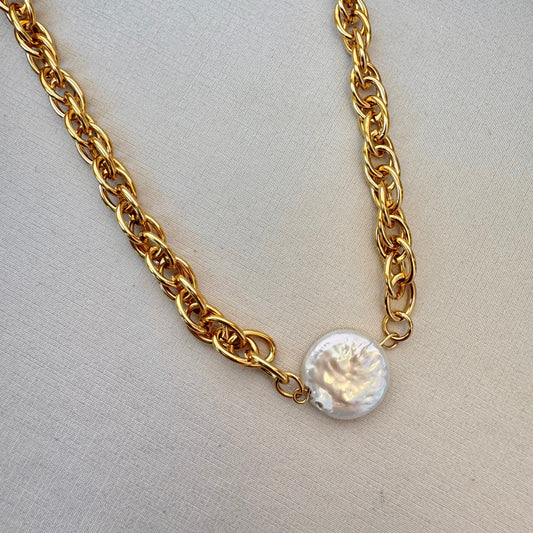 COLLAR PERLA ACERO INOXIDABLE