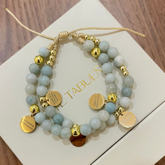 PULSERA 10 MANDAMIENTOS (PIEDRA AMAZONITA)