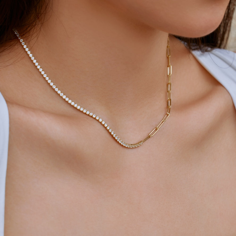 PAPER CLIP DIAMOND NECKLACE