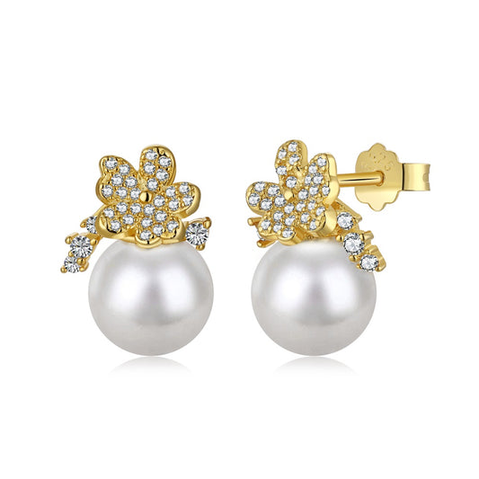 FLOWER PEARL STUD