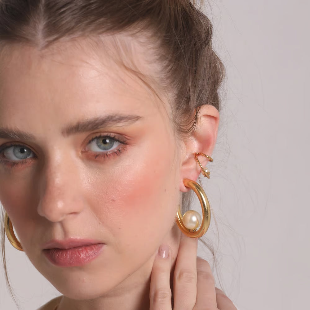 PEARL HALF HOOP SET