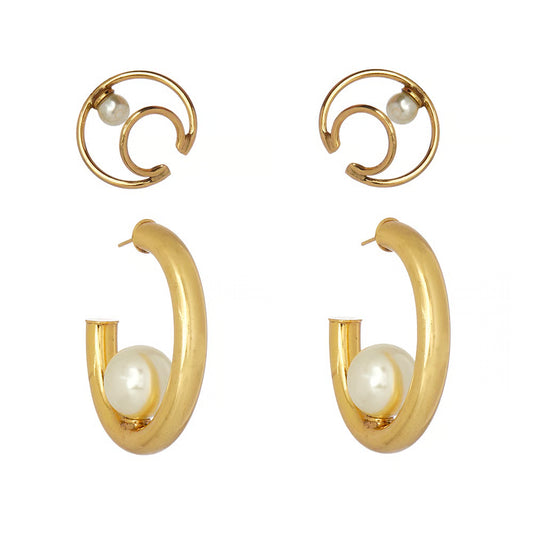PEARL HALF HOOP SET