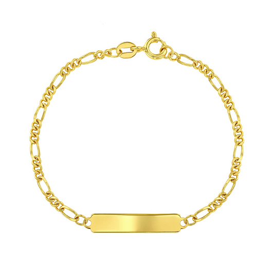 PULSERA FIGARO PARA BEBE PLATA CON BAÑO EN ORO