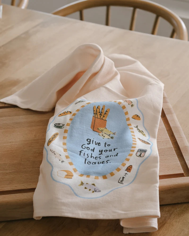 FISHES & LOAVES LINEN TEA TOWEL
