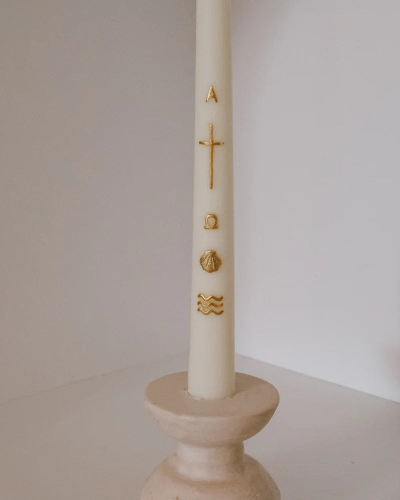 ALPHA & OMEGA BAPTISM CANDLE