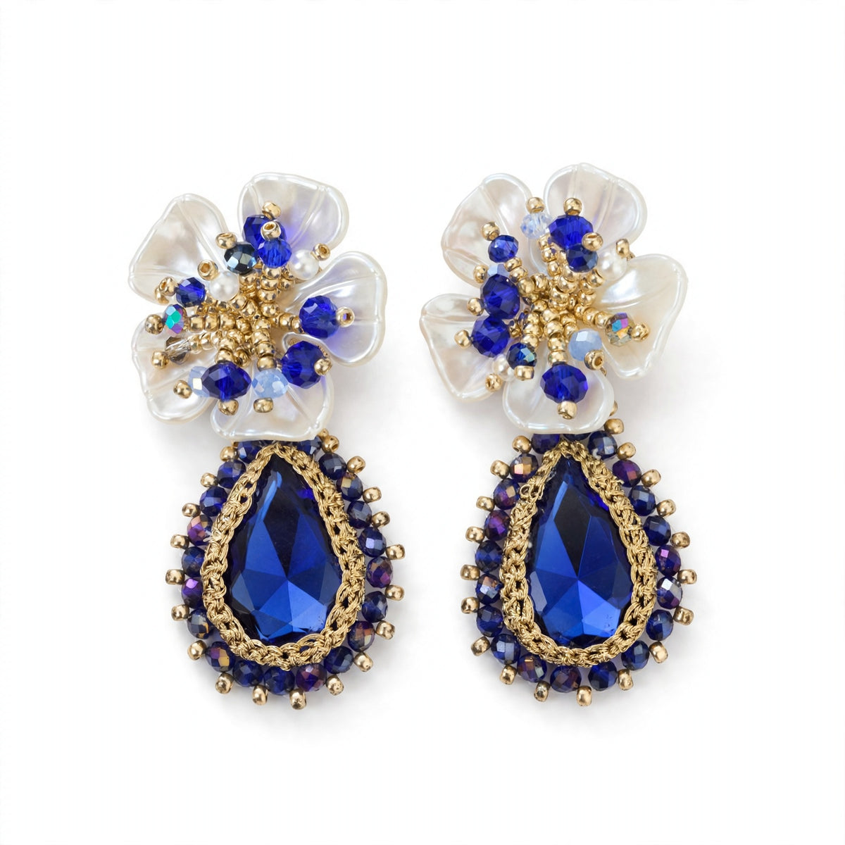 ARETES FLOR AZUL