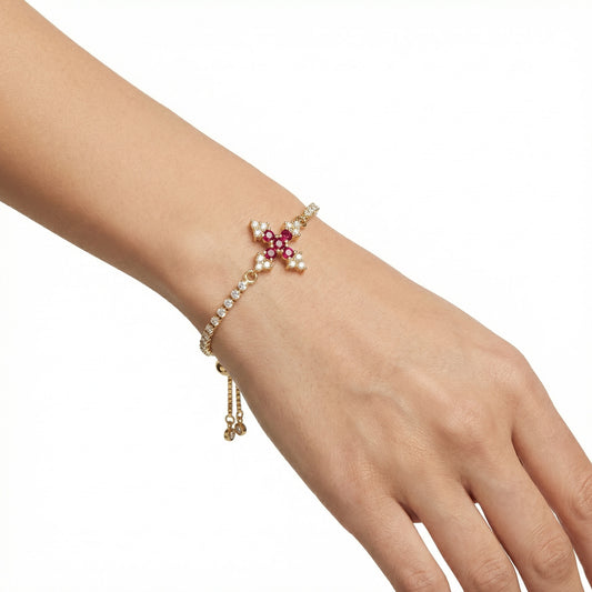 PULSERA CRUZ ROSADA