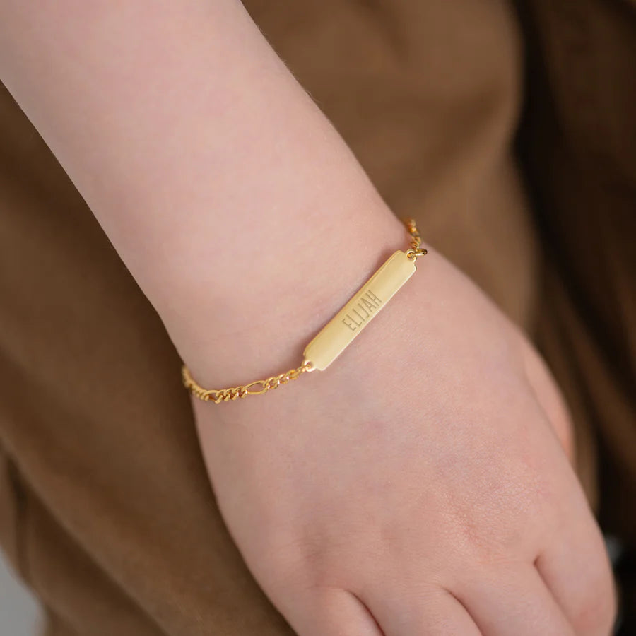 PULSERA FIGARO PARA BEBE PLATA CON BAÑO EN ORO