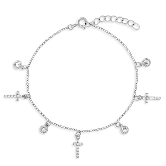 CROSS CHARM  BRACELET PLATA 925