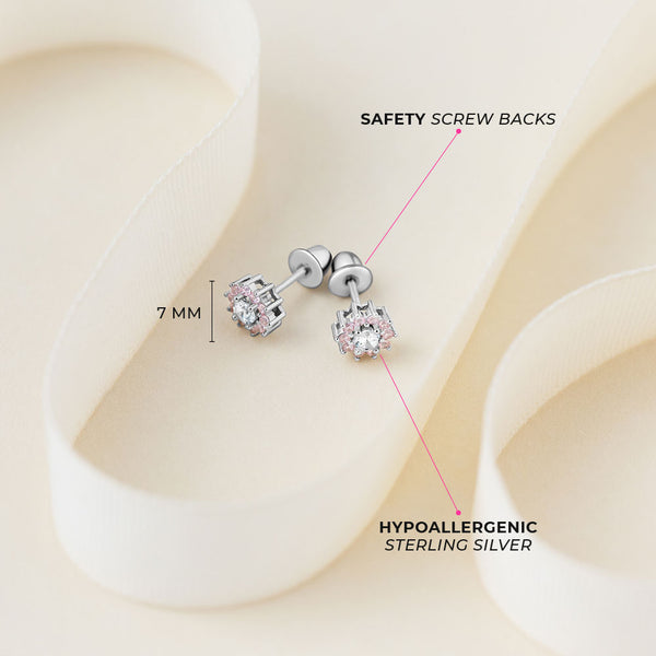 PINK & CLEAR CZ EARRINGS