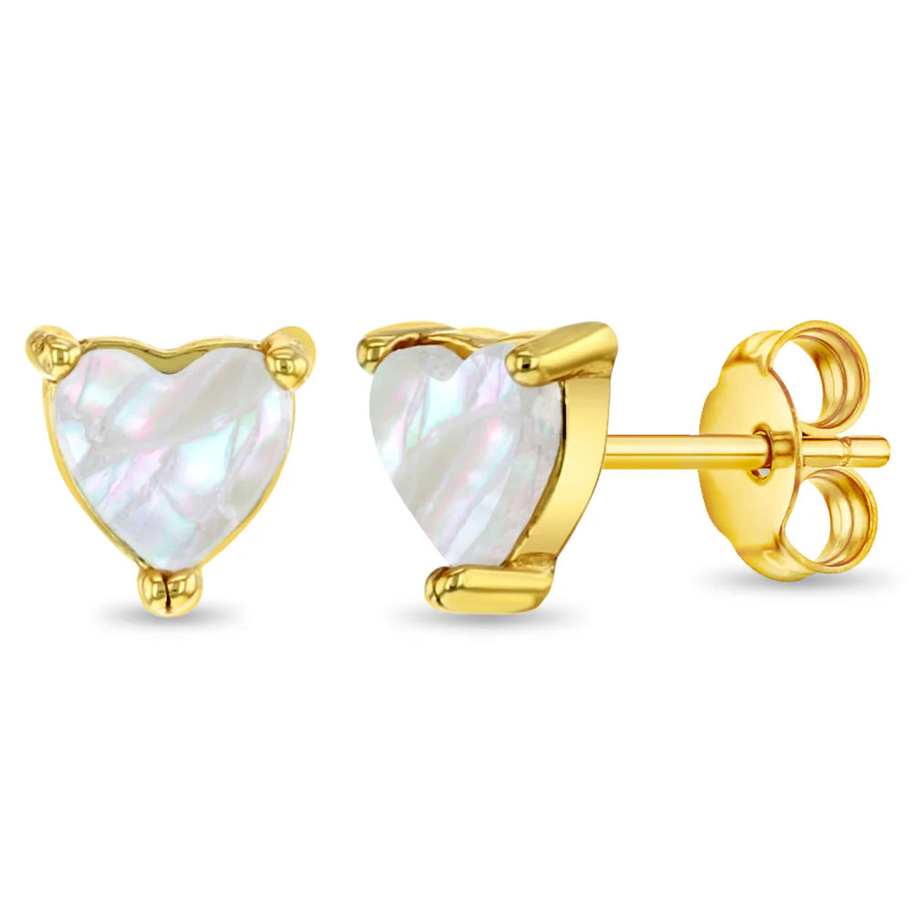 MOTHER OF PEARL HEART PLATA 925 CON BAÑO EN ORO